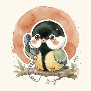 전화기를 든 박새